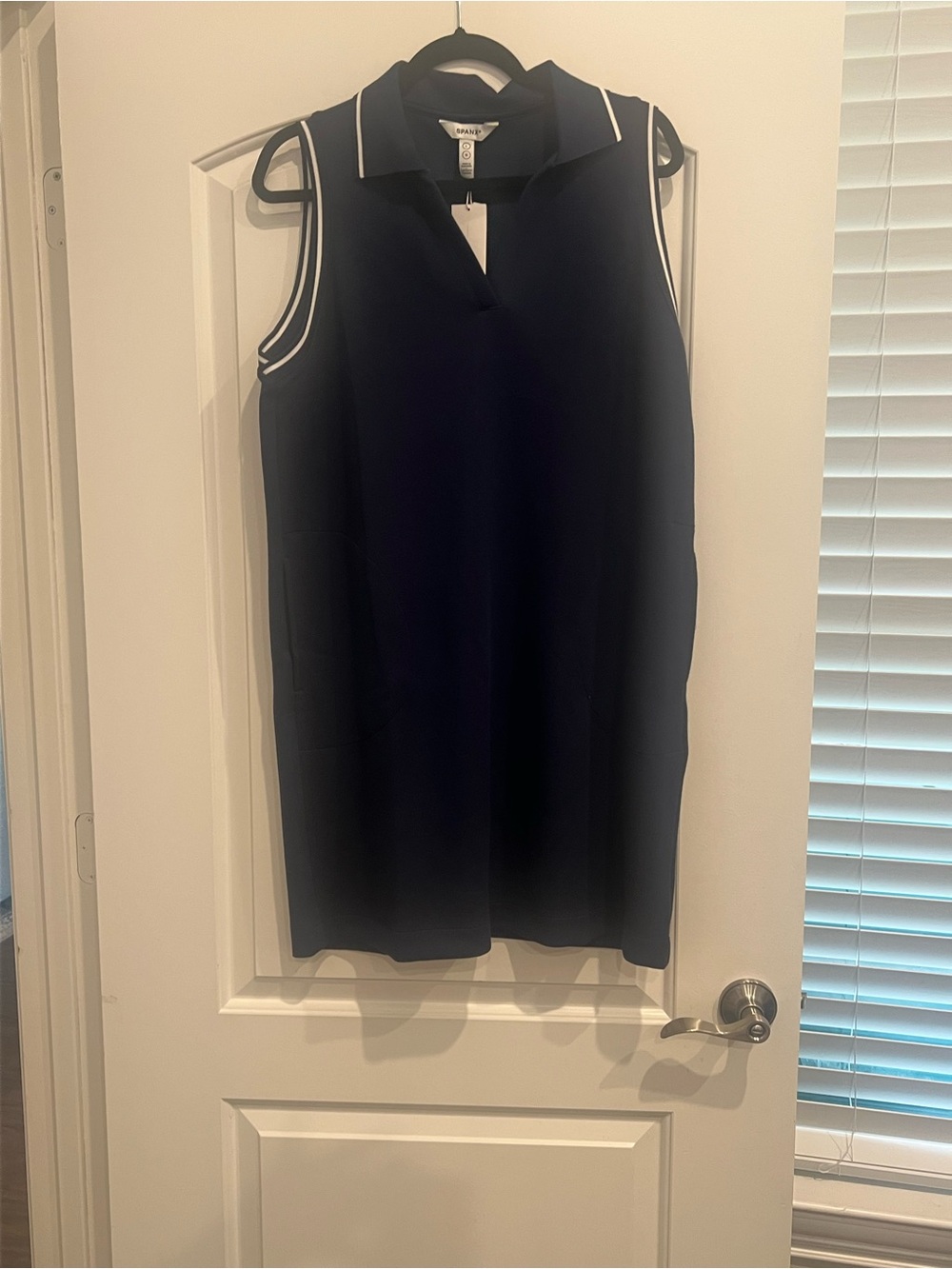 SPANX Navy Sleeveless Polo Dress with White Trim
